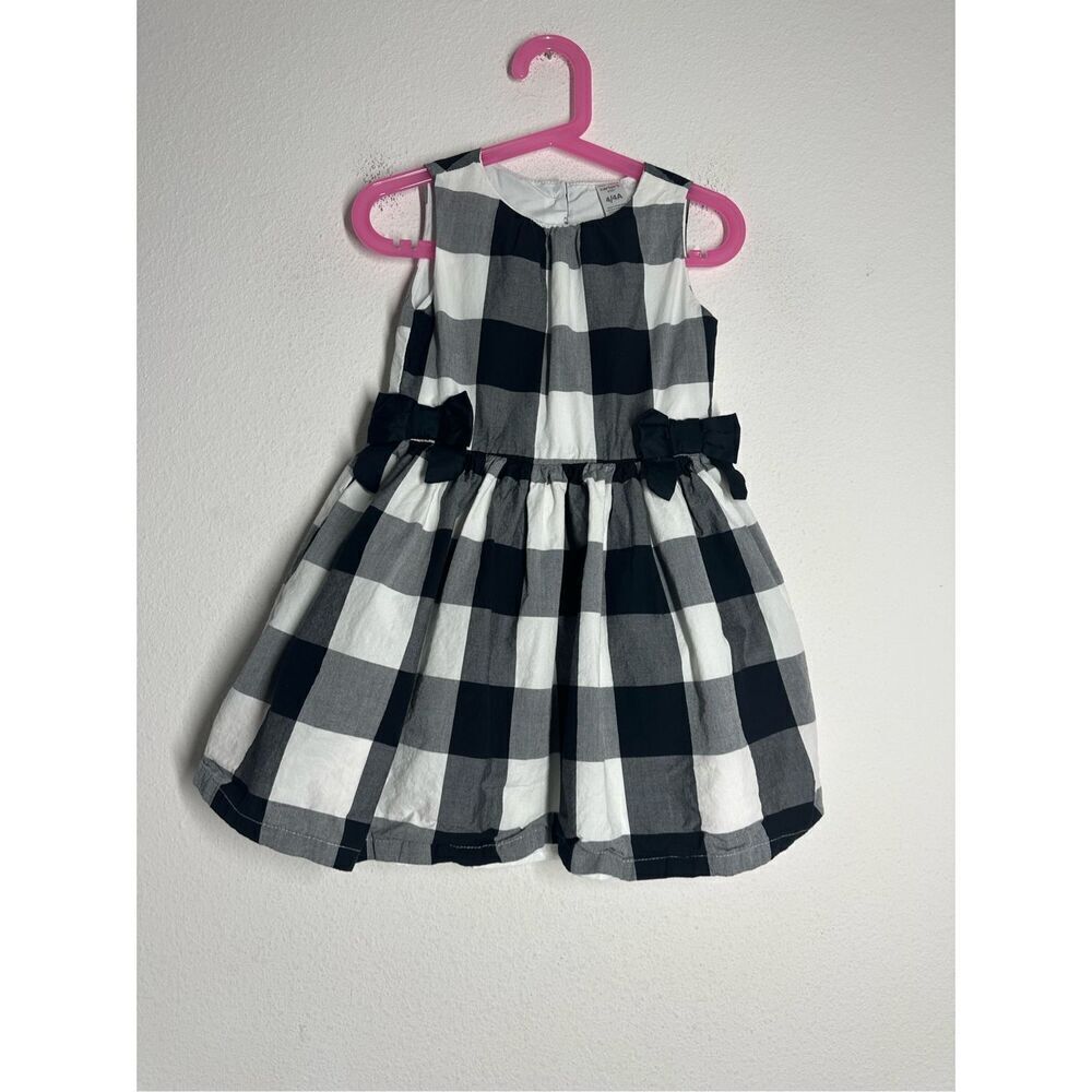 Carter’s Buffalo Check Holiday Sleevless Black And White Dress Size 4T Cotton